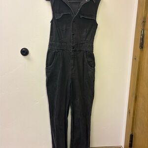 Black denim jumpsuit